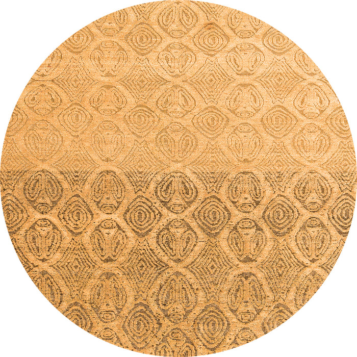 Round Machine Washable Abstract Orange Modern Area Rugs, wshabs4799org