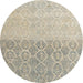 Round Machine Washable Abstract Khaki Green Rug, wshabs4799