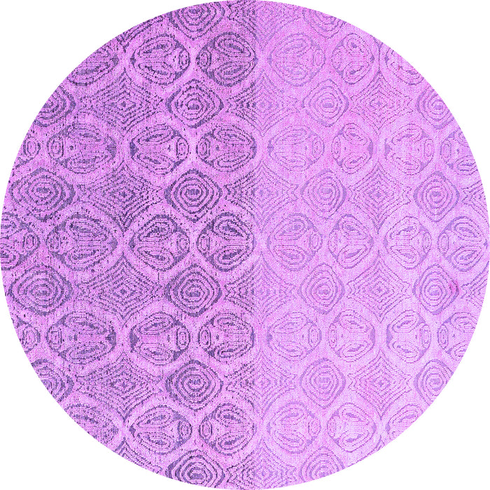 Round Machine Washable Abstract Purple Modern Area Rugs, wshabs4799pur