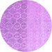 Round Machine Washable Abstract Purple Modern Area Rugs, wshabs4799pur