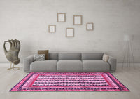 Machine Washable Abstract Pink Modern Rug, wshabs479pnk