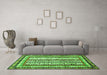 Machine Washable Abstract Green Modern Area Rugs in a Living Room,, wshabs479grn