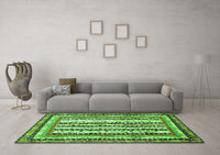 Machine Washable Abstract Green Modern Rug, wshabs479grn