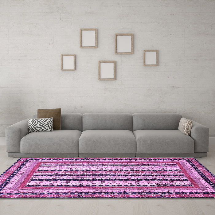 Machine Washable Abstract Purple Modern Area Rugs in a Living Room, wshabs479pur