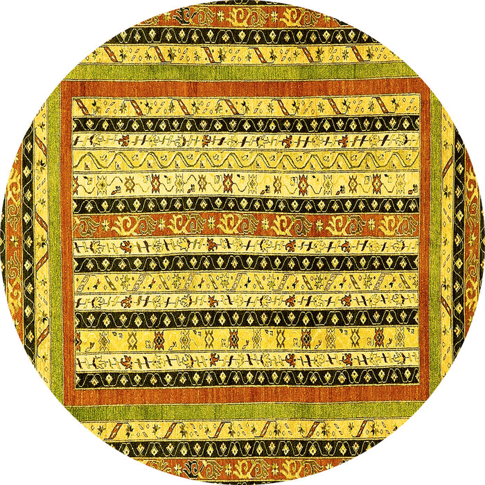Round Abstract Yellow Modern Rug, abs479yw