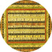 Round Abstract Yellow Modern Rug, abs479yw