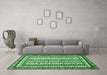 Machine Washable Abstract Emerald Green Modern Area Rugs in a Living Room,, wshabs479emgrn