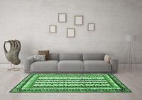 Machine Washable Abstract Emerald Green Modern Rug, wshabs479emgrn