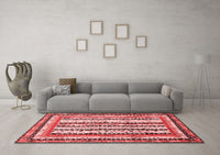 Machine Washable Abstract Red Modern Rug, wshabs479red