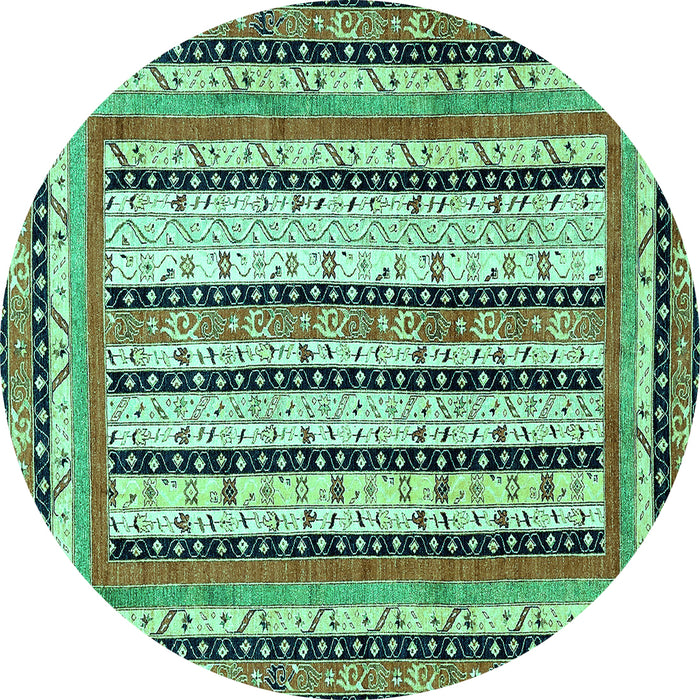 Round Machine Washable Abstract Turquoise Modern Area Rugs, wshabs479turq