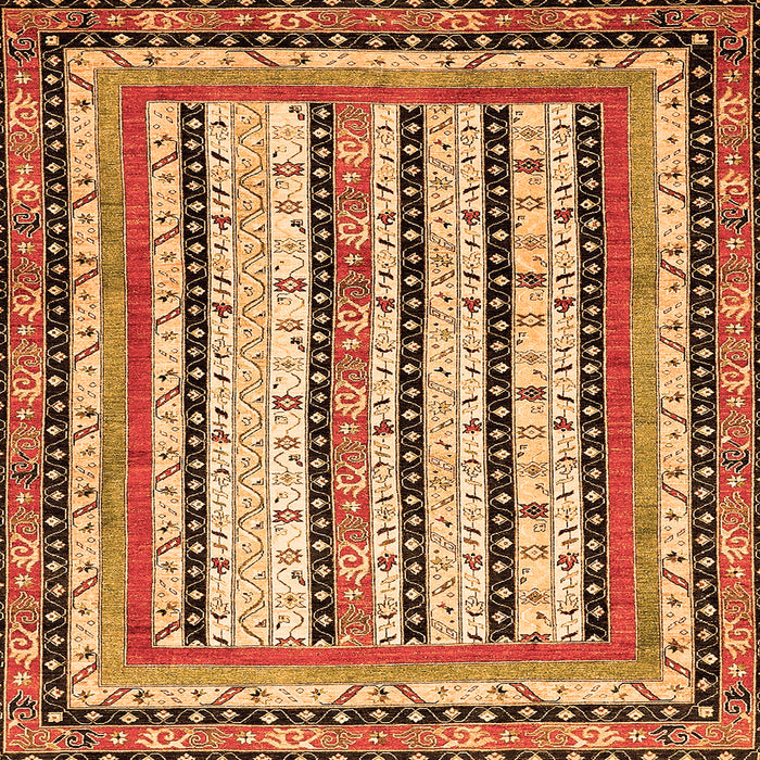 Square Machine Washable Abstract Orange Modern Area Rugs, wshabs479org