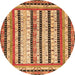 Round Machine Washable Abstract Orange Modern Area Rugs, wshabs479org