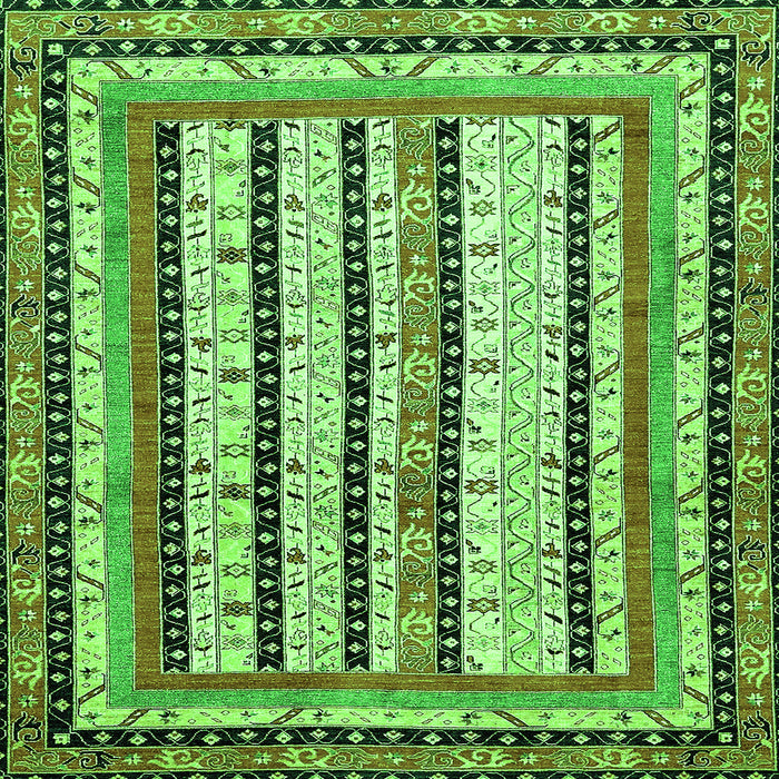 Square Machine Washable Abstract Green Modern Area Rugs, wshabs479grn