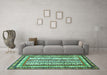 Machine Washable Abstract Turquoise Modern Area Rugs in a Living Room,, wshabs479turq