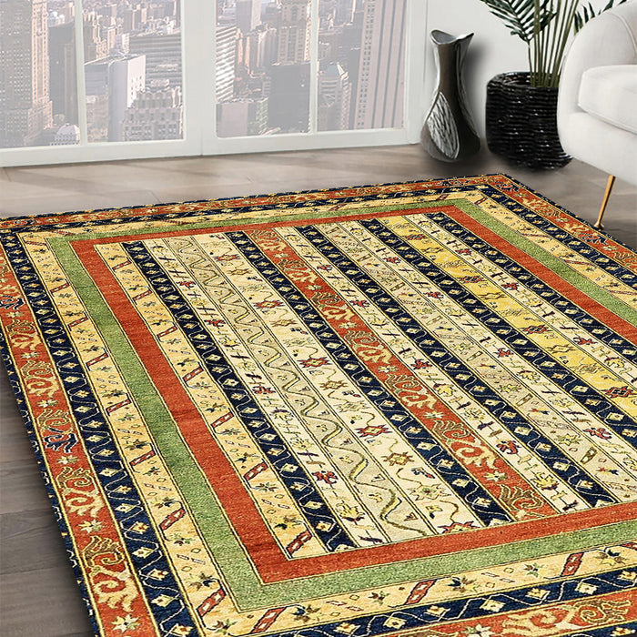 Abstract Red Brown Modern Rug in Family Room, abs479