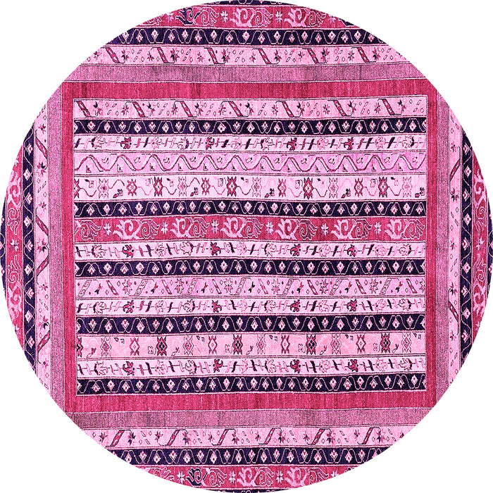 Round Abstract Pink Modern Rug, abs479pnk
