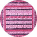 Round Machine Washable Abstract Pink Modern Rug, wshabs479pnk