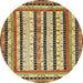 Round Abstract Red Brown Modern Rug, abs479