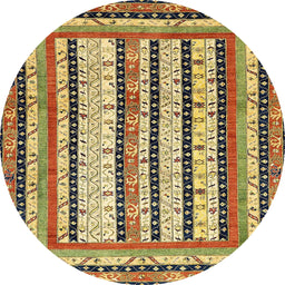 Round Machine Washable Abstract Red Brown Rug, wshabs479