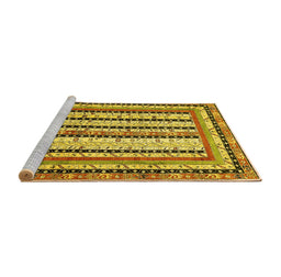 Sideview of Machine Washable Abstract Yellow Modern Rug, wshabs479yw