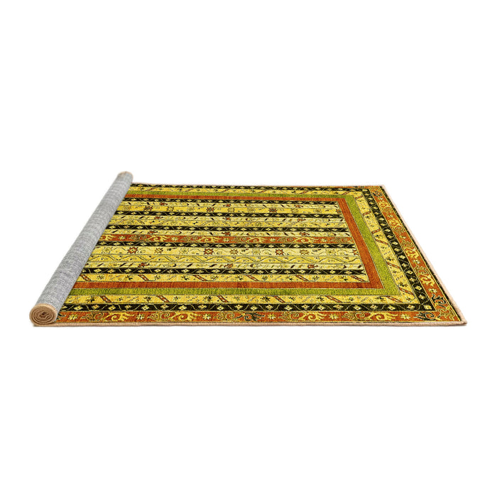 Sideview of Machine Washable Abstract Yellow Modern Rug, wshabs479yw