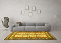 Machine Washable Abstract Yellow Modern Rug, wshabs479yw