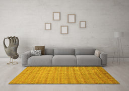 Machine Washable Abstract Yellow Modern Rug in a Living Room, wshabs47yw