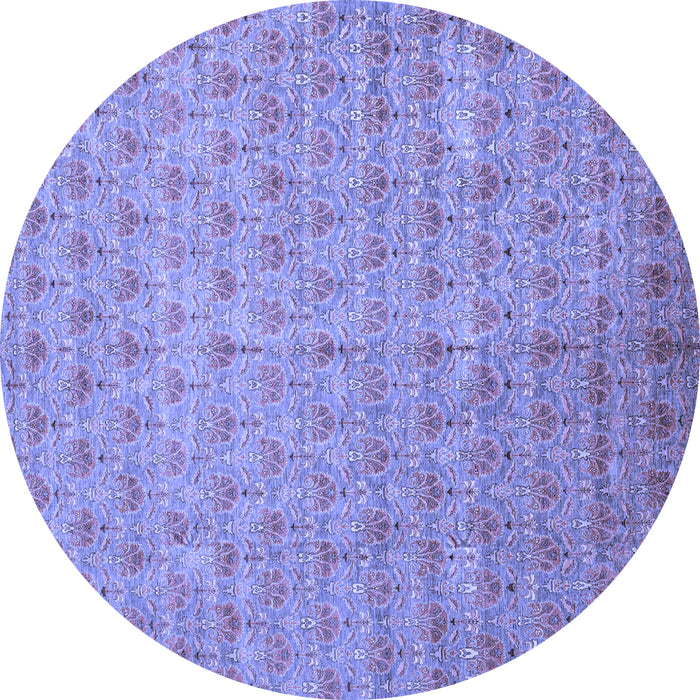 Round Abstract Blue Modern Rug, abs47blu