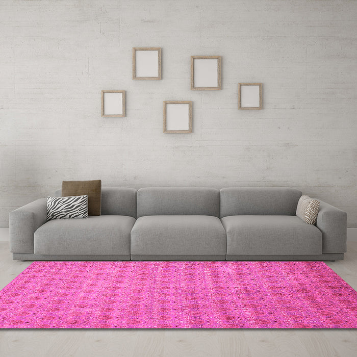 Machine Washable Abstract Pink Modern Rug in a Living Room, wshabs47pnk