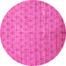 Round Machine Washable Abstract Pink Modern Rug, wshabs47pnk