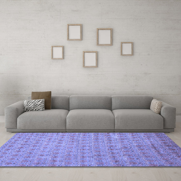 Machine Washable Abstract Blue Modern Rug in a Living Room, wshabs47blu