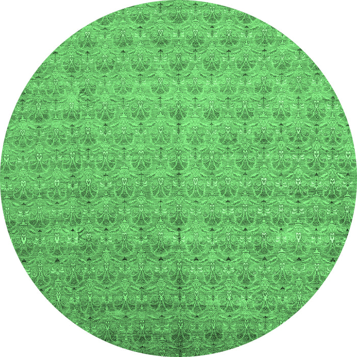 Round Abstract Emerald Green Modern Rug, abs47emgrn