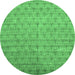 Round Abstract Emerald Green Modern Rug, abs47emgrn