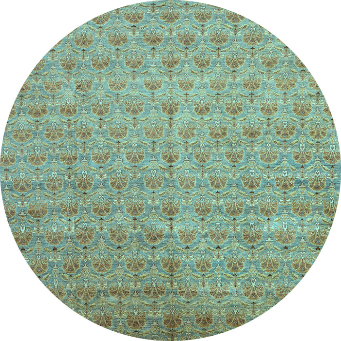 Round Abstract Light Blue Modern Rug, abs47lblu