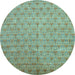 Round Abstract Light Blue Modern Rug, abs47lblu