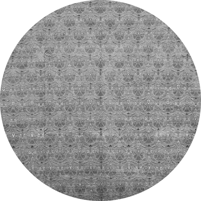 Round Machine Washable Abstract Gray Modern Rug, wshabs47gry