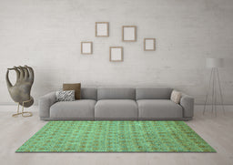 Machine Washable Abstract Turquoise Modern Area Rugs in a Living Room,, wshabs47turq