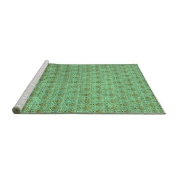 Sideview of Machine Washable Abstract Turquoise Modern Area Rugs, wshabs47turq