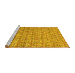 Sideview of Machine Washable Abstract Yellow Modern Rug, wshabs47yw