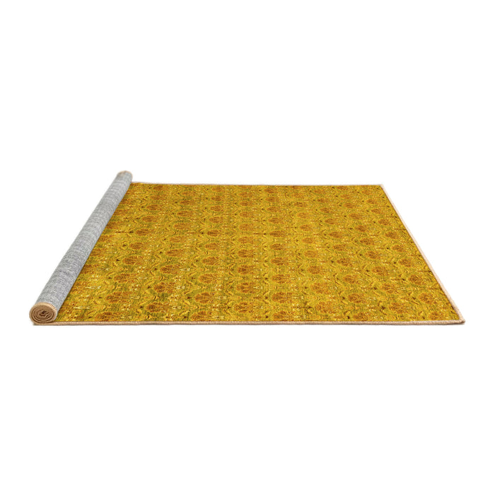 Sideview of Machine Washable Abstract Yellow Modern Rug, wshabs47yw