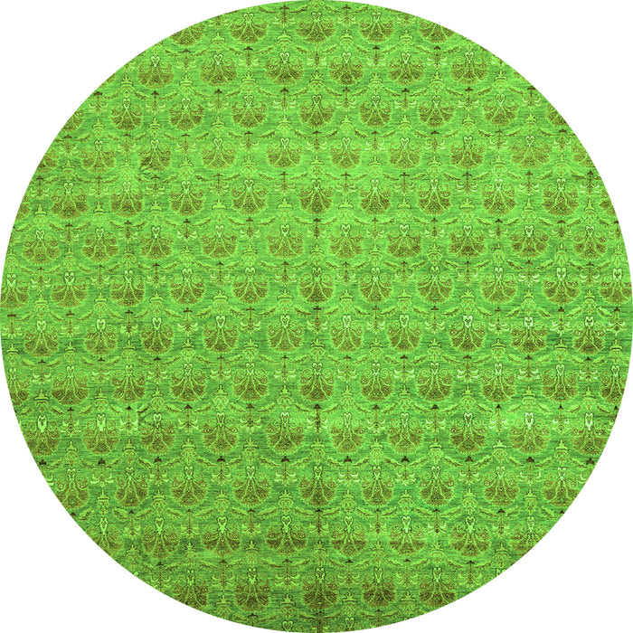 Round Abstract Green Modern Rug, abs47grn
