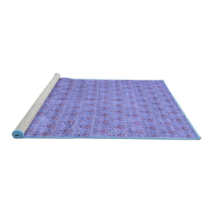 Sideview of Machine Washable Abstract Blue Modern Rug, wshabs47blu