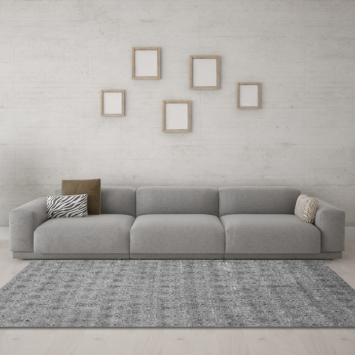 Machine Washable Abstract Gray Modern Rug in a Living Room,, wshabs47gry
