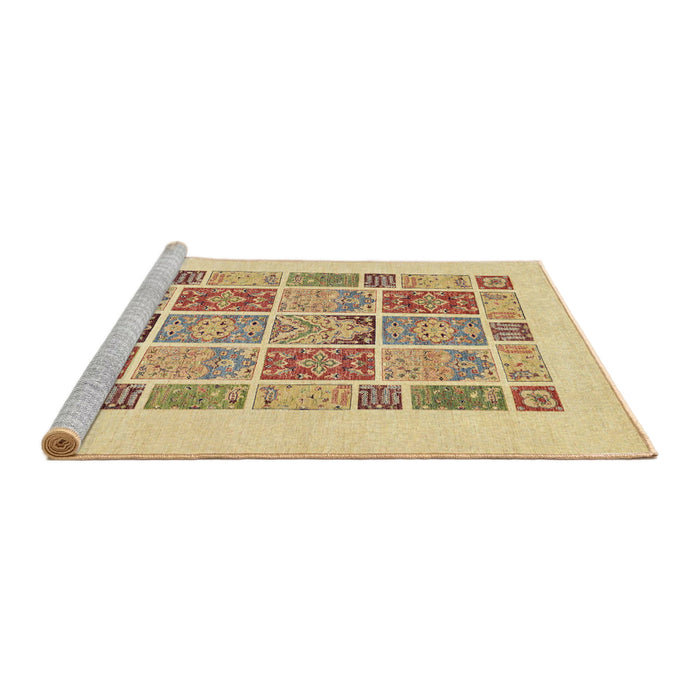 Sideview of Machine Washable Abstract Mustard Yellow Rug, wshabs48