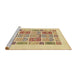 Sideview of Machine Washable Abstract Mustard Yellow Rug, wshabs48