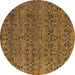 Round Abstract Brown Modern Rug, abs4800brn