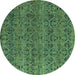 Round Abstract Turquoise Modern Rug, abs4800turq