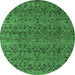 Round Abstract Emerald Green Modern Rug, abs4800emgrn