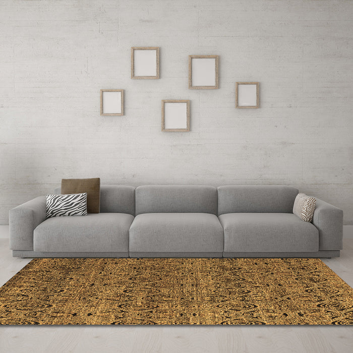 Machine Washable Abstract Brown Modern Rug in a Living Room,, wshabs4800brn
