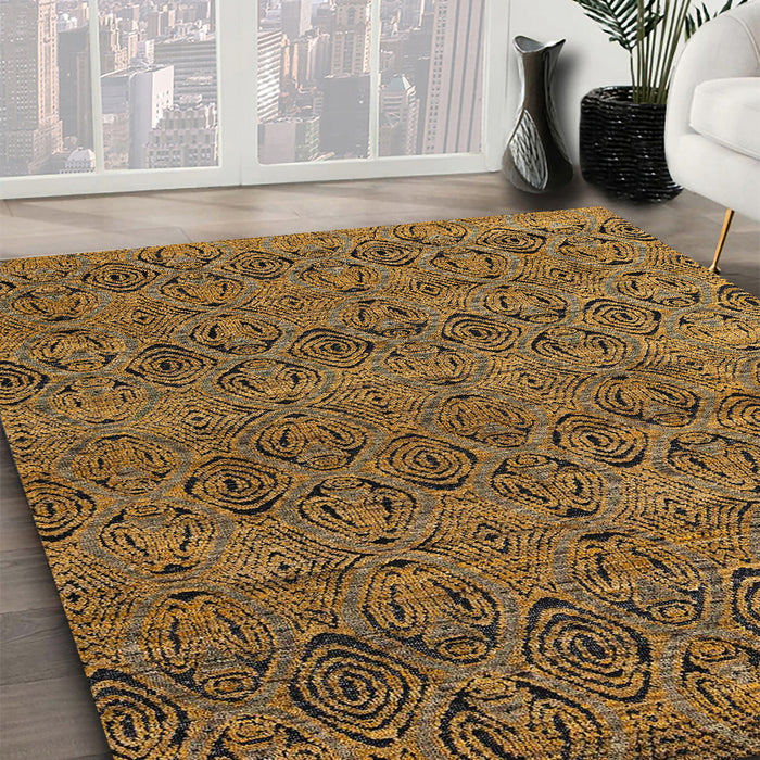 Abstract Reddish Brown Modern Rug in Family Room, abs4800